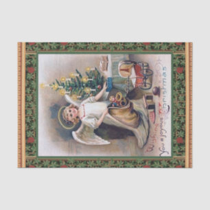 Vintage Christmas Child Angel and Toys Tissue Paper
