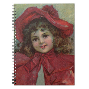 Vintage Christmas child Art red Victorian Dress Notebook