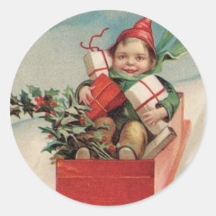 Vintage Christmas Child Presents Stickers