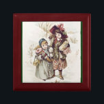 Vintage Christmas Children Gift Box<br><div class="desc">A lovely gift box featuring two adorable vintage girls carrying Christmas gifts in the snow. Box will hold jewellery and other small keepsakes.</div>