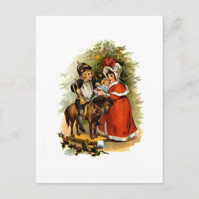 Vintage Christmas Children Holiday Postcard (Front)