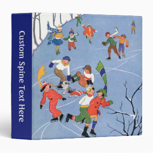 Vintage Christmas, Children Ice Skating on a Lake Binder