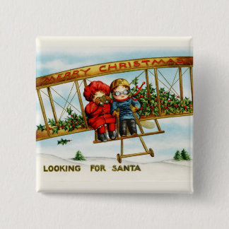 Vintage Christmas Children Looking For Santa 2 Inch Square Button
