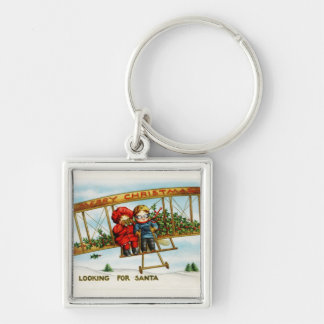 Vintage Christmas Children Looking For Santa Keychain