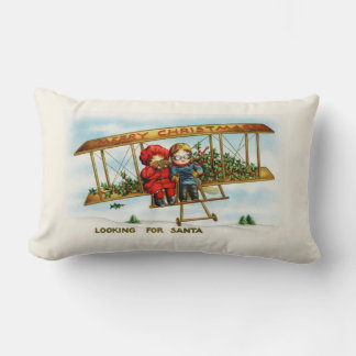 Vintage Christmas Children Looking For Santa Lumbar Pillow