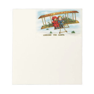 Vintage Christmas Children Looking For Santa Notepad
