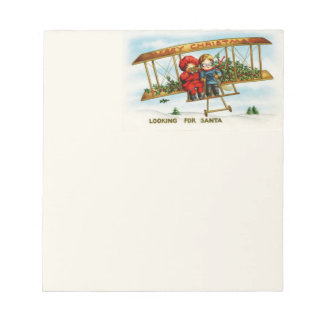 Vintage Christmas Children Looking For Santa Notepad