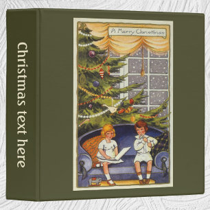 Vintage Christmas, Children Sitting on a Couch Binder