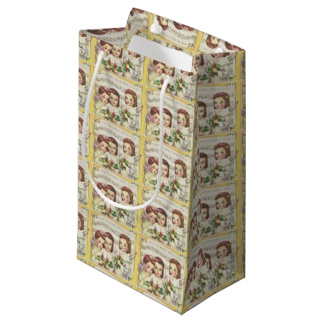 Vintage Christmas Choir Small Gift Bag (Front Angled)