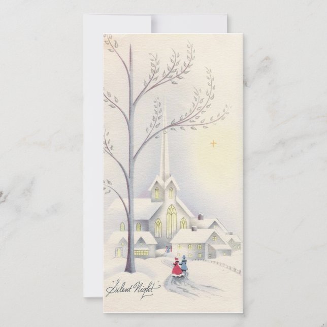 Vintage Christmas Church Holiday Card (Front)