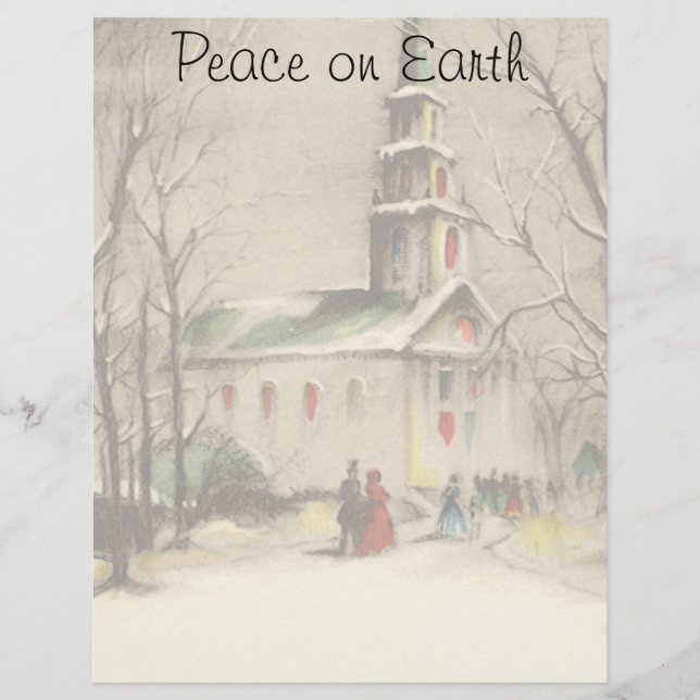 Vintage Christmas, Church in Winter Snowscape (Front)
