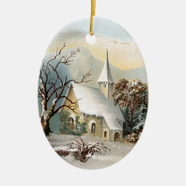 Vintage Christmas Church ornament (Front)