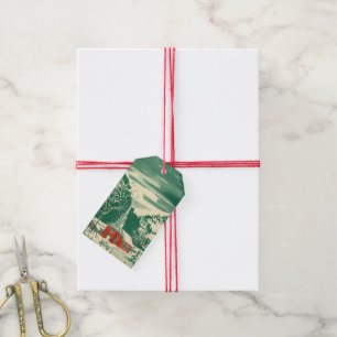 Vintage Christmas Church, Snowscape in Winter Gift Tags