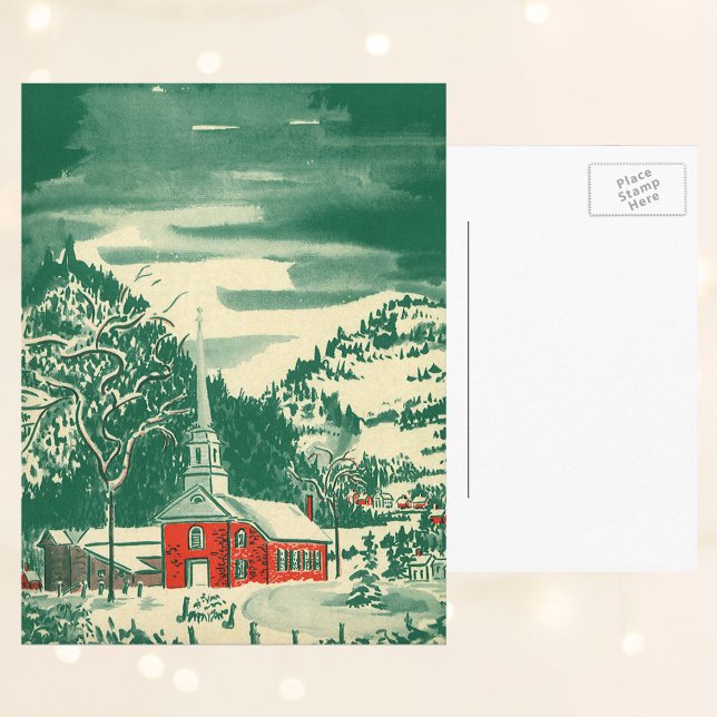 Vintage Christmas Church, Snowscape in Winter Holiday Postcard (Creator Uploaded)