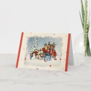 Vintage Christmas Coach Holiday Card