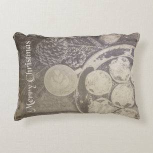 Vintage Christmas Coffee & Cookies Accent Pillow