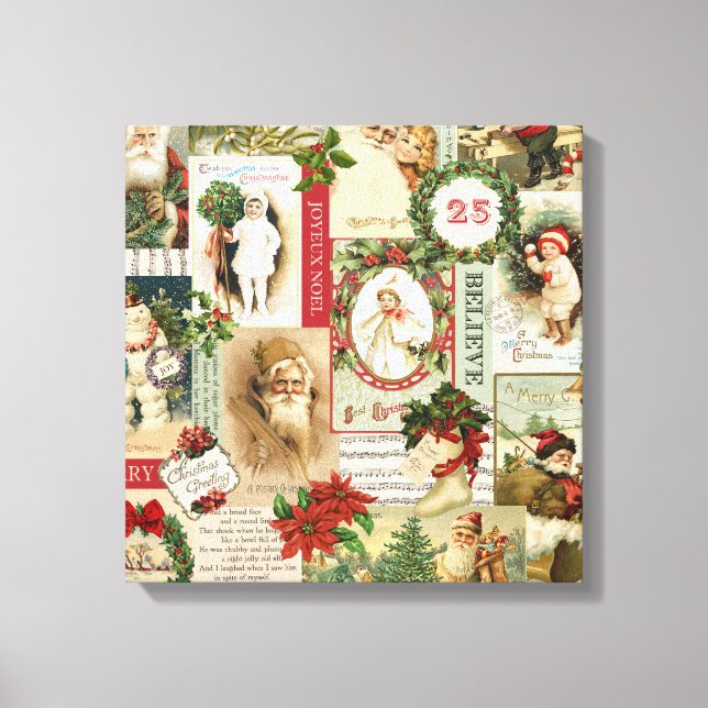 VINTAGE CHRISTMAS COLLAGE CANVAS PRINT (Front)