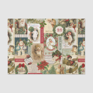 vintage Christmas collage decoupage tissue paper