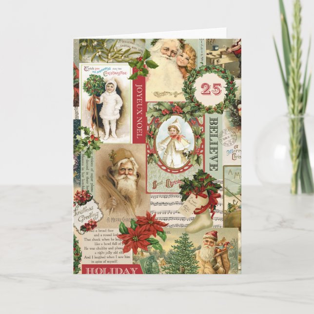 VINTAGE CHRISTMAS COLLAGE HOLIDAY CARD (Front)