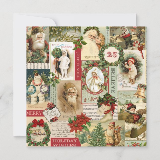 VINTAGE CHRISTMAS COLLAGE HOLIDAY CARD (Front)