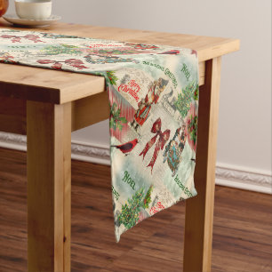 Vintage Christmas Collage Long Table Runner