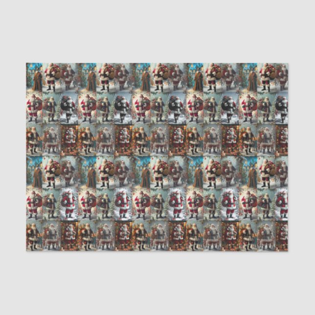 Vintage Christmas Collage | Retro Holiday Tissue Paper (Front)