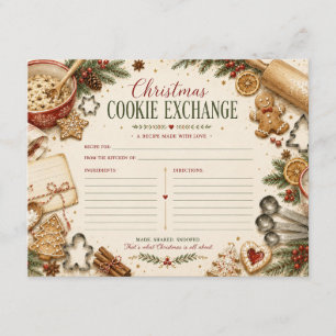Vintage Christmas Cookie Exchange Recipe Card