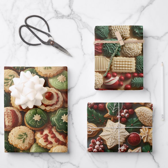 Vintage Christmas Cookie Retro Wrapping Paper Sheet (Front)