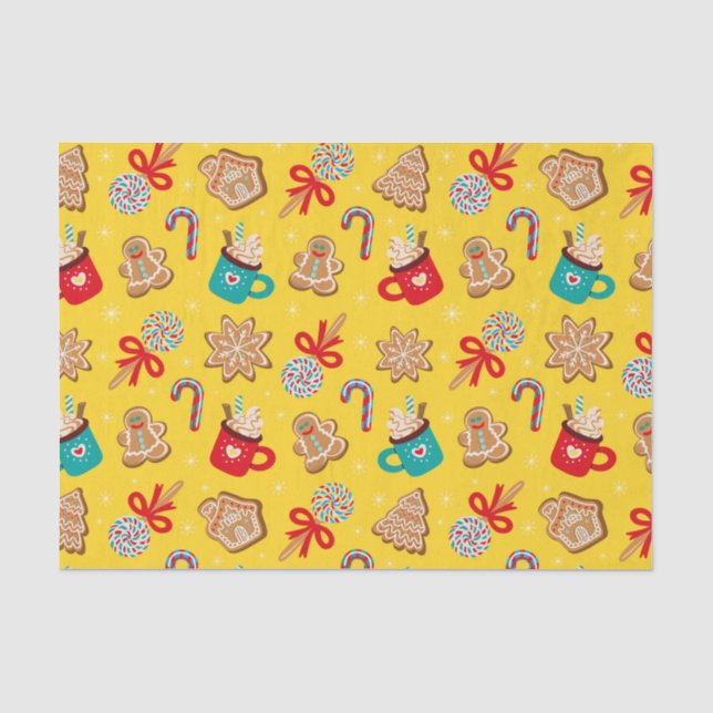 Vintage Christmas Cookies, Candy and Mugs   Tissue Paper (Front)
