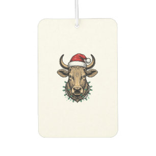 Vintage Christmas Cow Santa Hat Holiday Shirt_1 Air Freshener