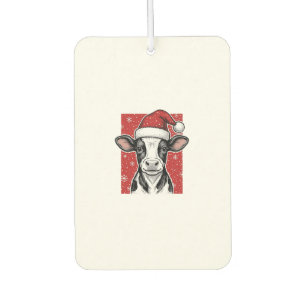 Vintage Christmas Cow Santa Hat Holiday Shirt (2)_ Air Freshener