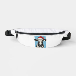Vintage Christmas Cow Santa Hat Vector Design_1 Fanny Pack