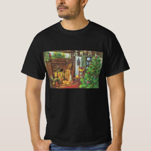 Vintage Christmas, Cozy Log Cabin with Fireplace T-Shirt