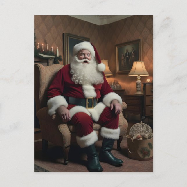 Vintage Christmas Creepy Santa Postcard (Front)