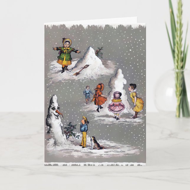 Vintage Christmas Creepy Snowman Card (Front)