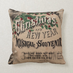 Vintage Christmas cushion, musical theatre poster Throw Pillow