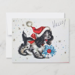 Vintage Christmas Cute Puppy Holiday Card