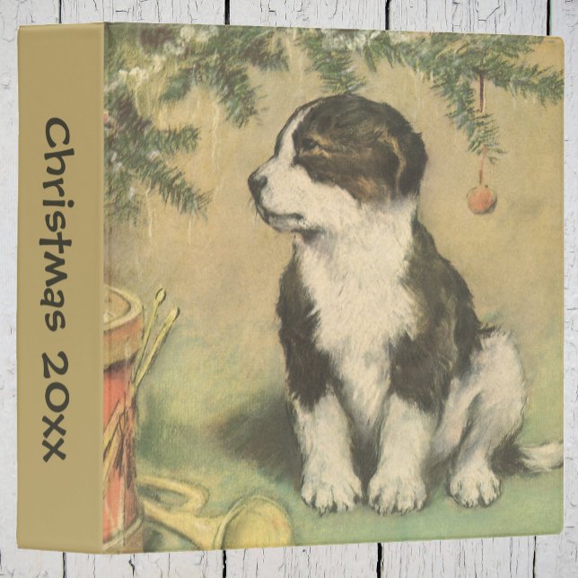 Vintage Christmas, Cute Puppy Under Christmas Tree Binder (Creator Uploaded)