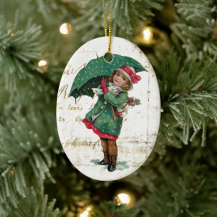 Vintage Christmas Cutie Ceramic Ornament
