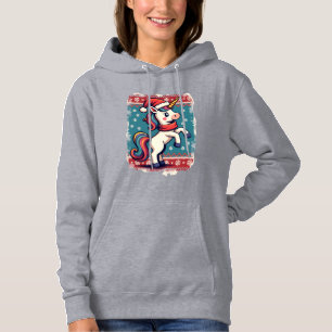 Vintage Christmas Dabbing Unicorn Rainbow Holiday Hoodie