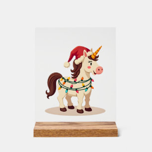 Vintage Christmas Dabbing Unicorn Santa Funny Holi Acrylic Sign