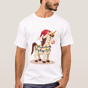 Vintage Christmas Dabbing Unicorn Santa Funny Holi T-Shirt