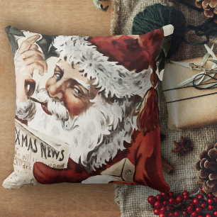 Vintage Christmas Decor Santa Claus Christmas Throw Pillow