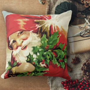 Vintage Christmas Decor Santa Claus Christmas  Throw Pillow