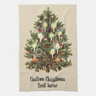 Vintage Christmas, Decorated Victorian Tree Kitchen Towel