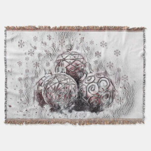 Vintage Christmas Decorations Ornaments  Placemat Throw Blanket