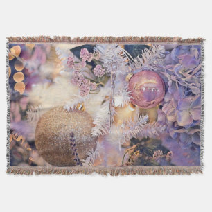 Vintage Christmas Decorations Ornaments   Throw Blanket