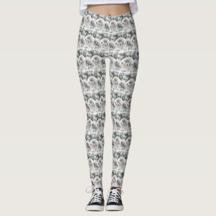 Vintage Christmas Decorations Ornaments Watercolor Leggings