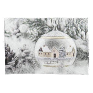 Vintage Christmas Decorations Ornaments Watercolor Pillowcase