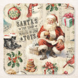 Vintage Christmas Decoupage Square Paper Coaster<br><div class="desc">Vintage Christmas decoupage paper coaster. Festive partyware for your Christmas get together. Designed for you by Blackberry Boulevard.</div>